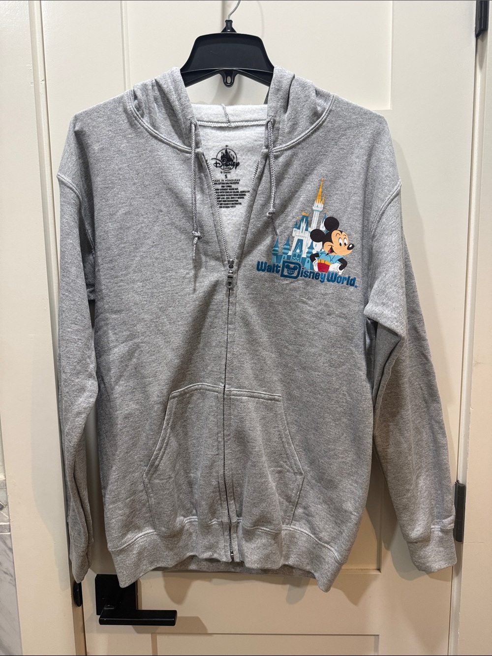 Disney Gray Zip Hoodie with Mickey & Castle Print